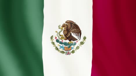 close up of mexican flag video waving in wind. realistic animation flag background 4k uhd
