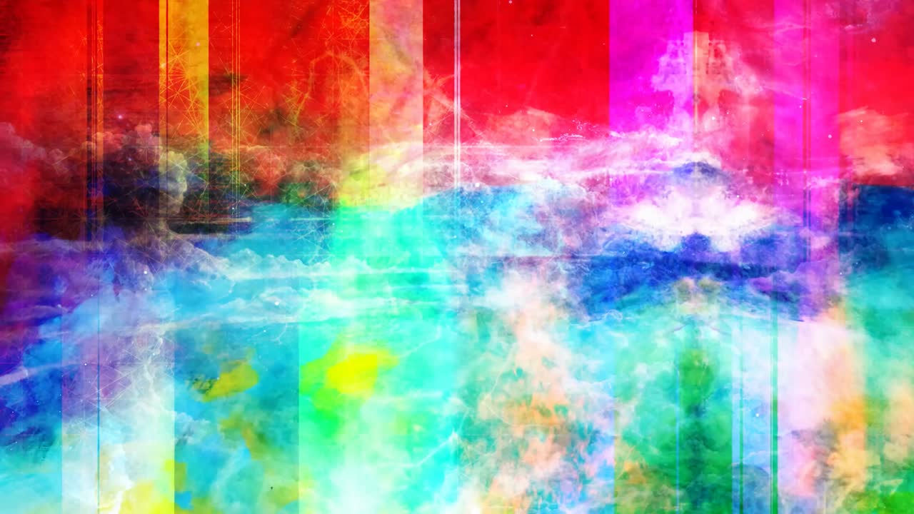 nebulosa arco iris nube de polvo soplando y girando alrededor - 4k movimiento de bucle sin costuras animación de fondo