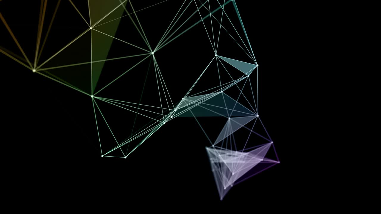 animación futurista del plexo con triángulos brillantes que cambian de color en cámara lenta, 4096x2304 bucle 4k