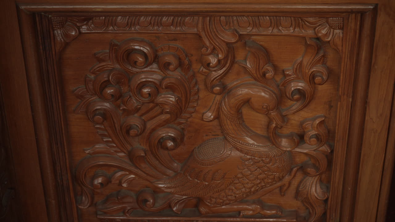 a peacock wooden design work