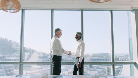 business people shaking hands in boardroom meeting successful corporate partnership deal with colleagues clapping hands welcoming opportunity for cooperation in office 4k