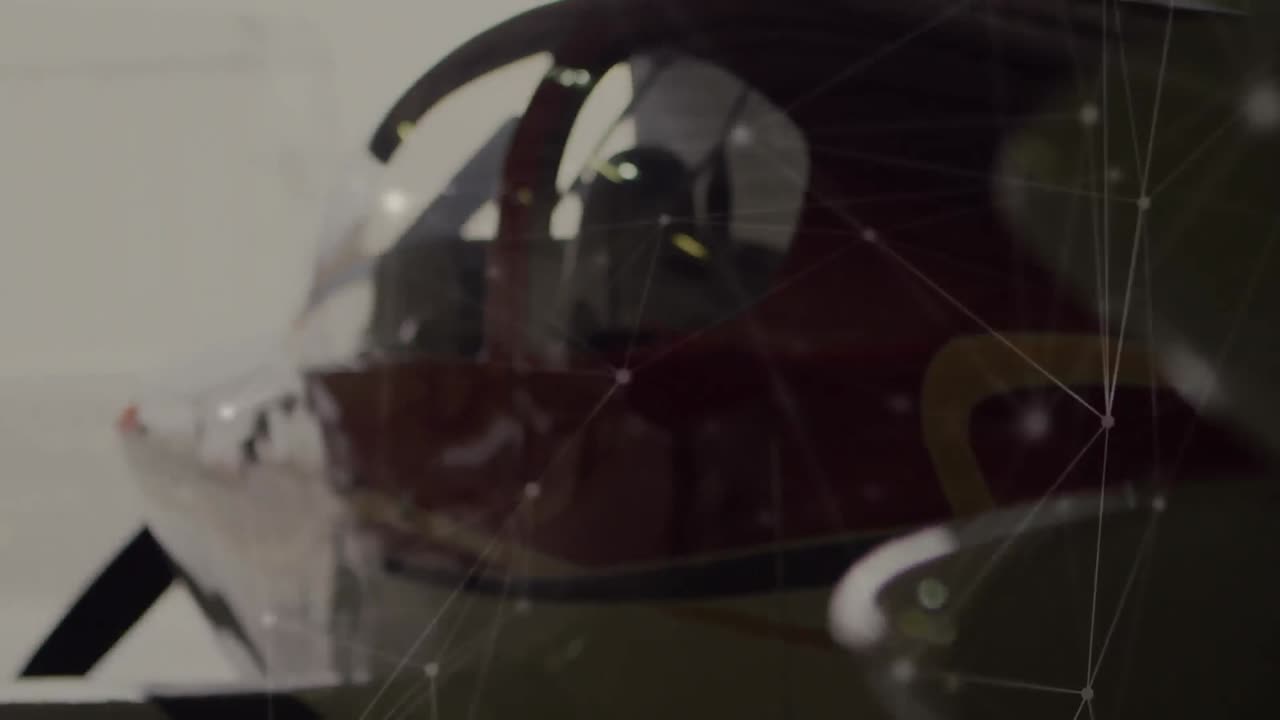 비행기 위의 연결 네트워크의 애니메이션