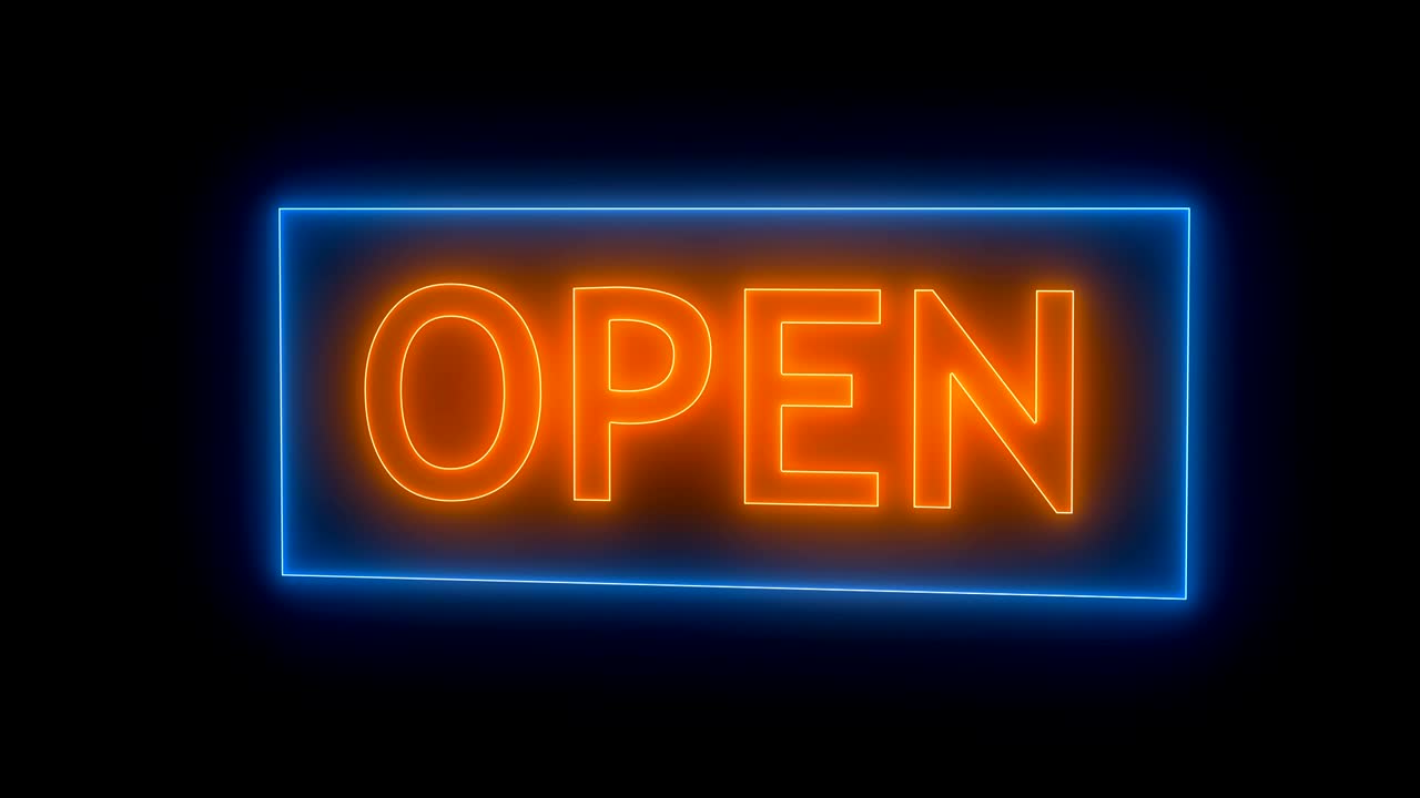 Open sign neon isolated on black background