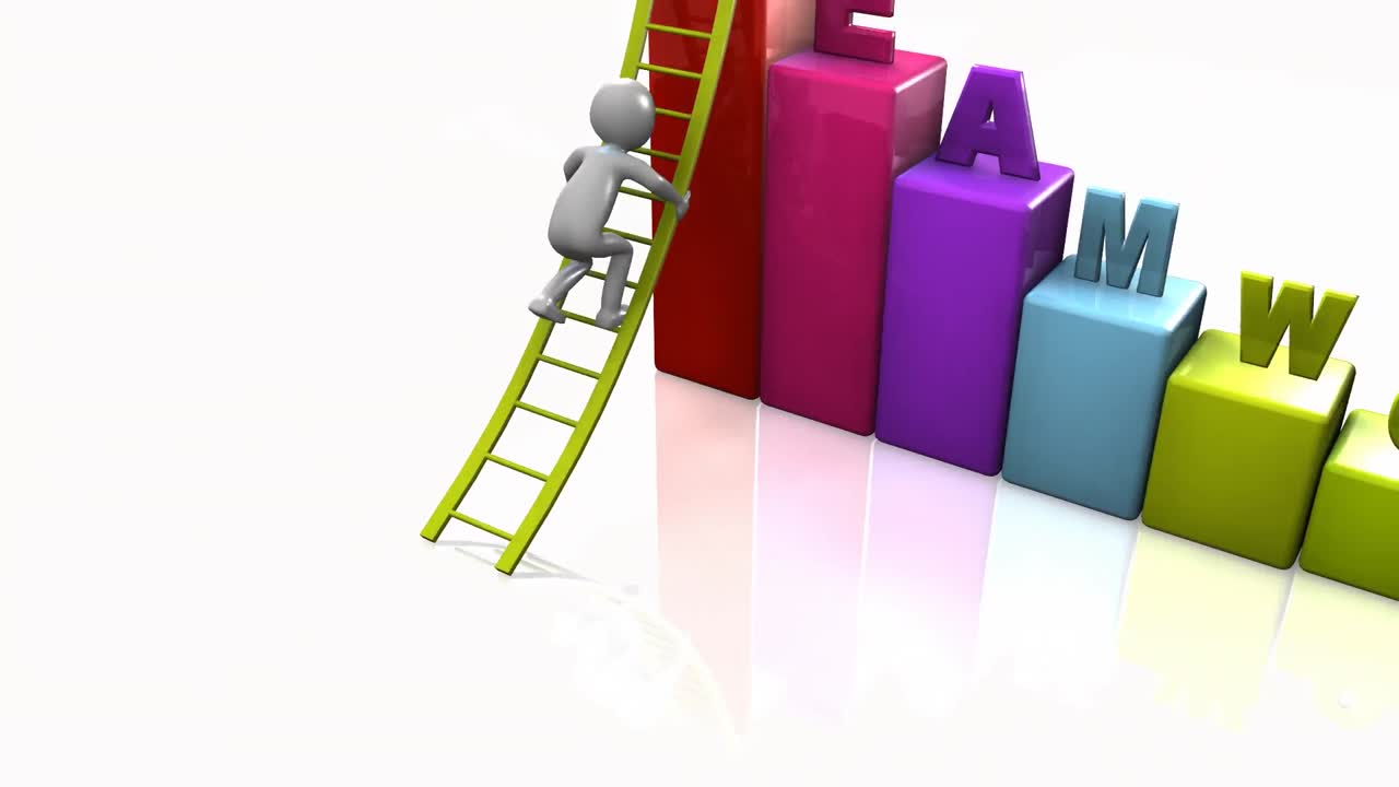 팀워크 개념을 보여주는 3d 남자