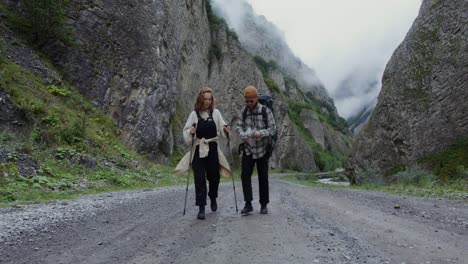 hikers in a mountain canyon