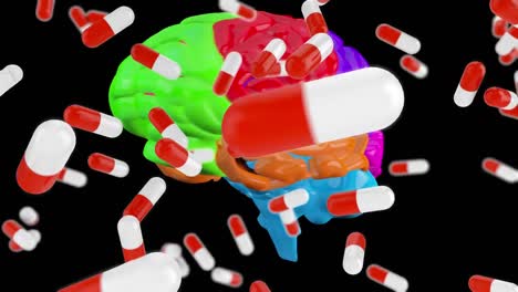 compuesto digital de un cerebro y cápsulas medicinales