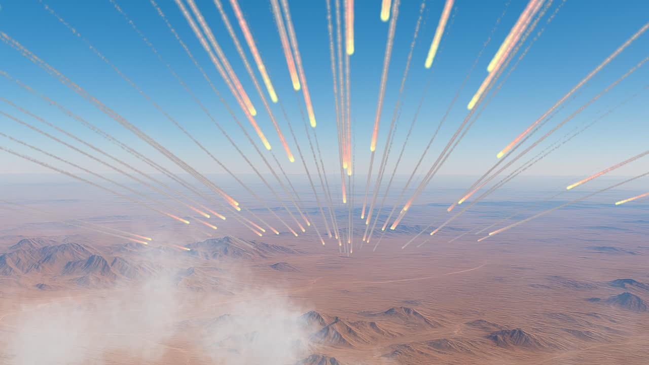 Missile Attack over Desert Landscape