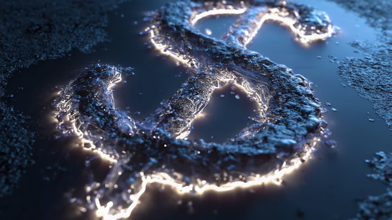 Illuminated Water Dollar Sign in a Dark Environment: A Captivating Display of Wealth and Value with Sparkling Liquid Effects Emphasizing the Symbol of Currency