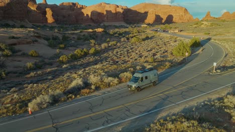 traveling on the road near arches national park with scenic viewpoints in utah, usa