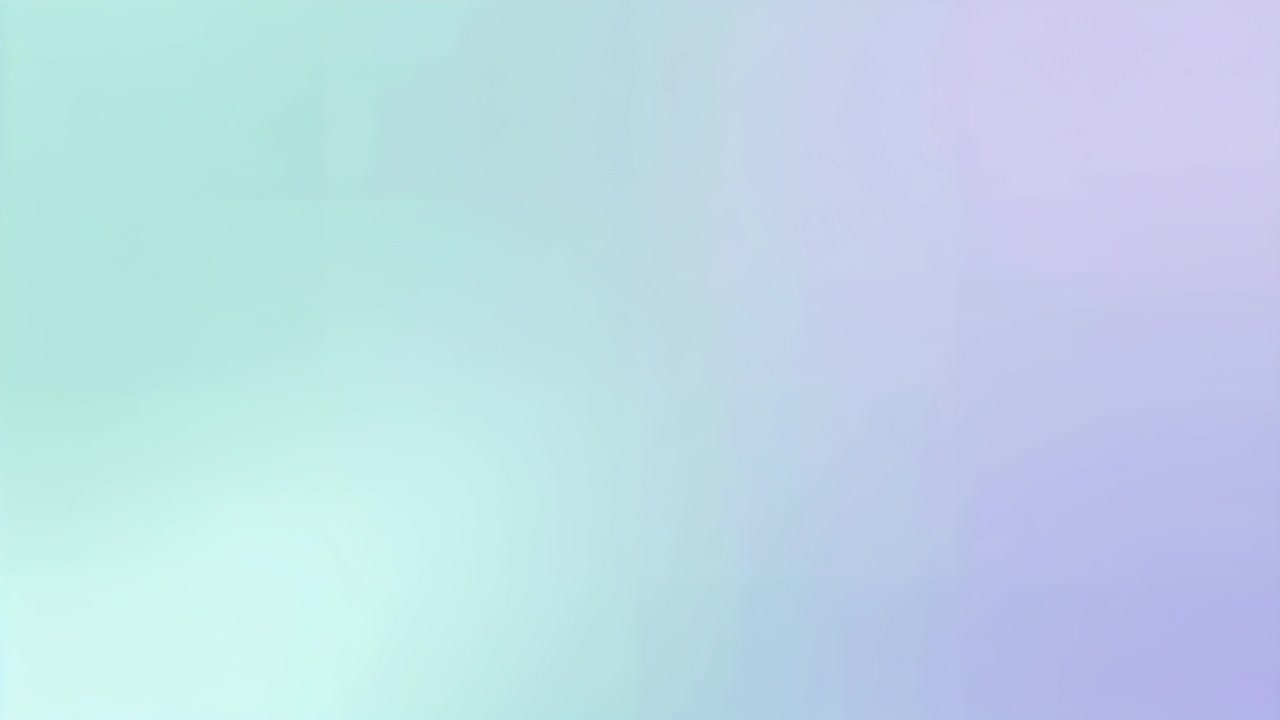 Memulai pemutaran, gradien abstrak memenuhi layar penuh, memadukan warna mint-teal hingga lavender