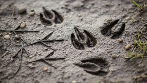 Impressions of Wildlife: A Close-Up Look at Intricate Animal Tracks Captured in the Earth, Revealing the Natural Movements of Creatures on the Landscape