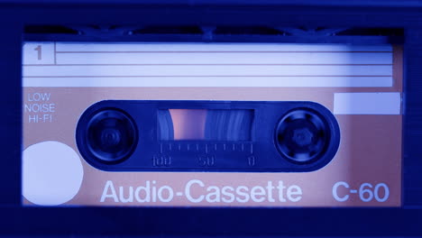 close-up of a vintage audio cassette