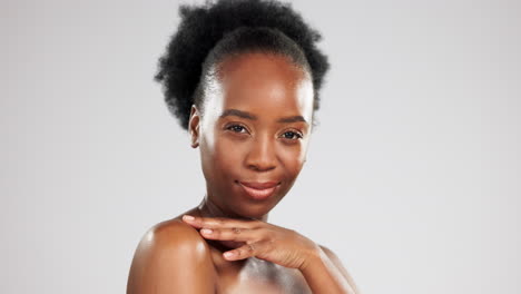 face, skincare and beauty of black woman with leaf
