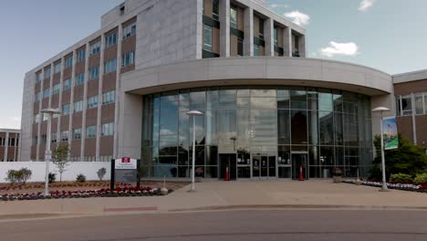 oakland county courthouse in michigan with gimbal video walking forward