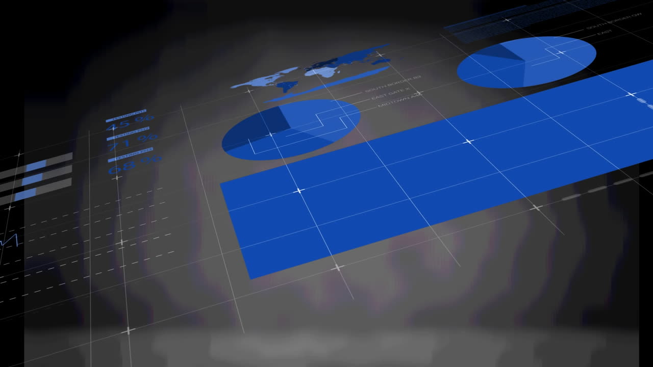animación del procesamiento de datos estadísticos sobre un fondo negro