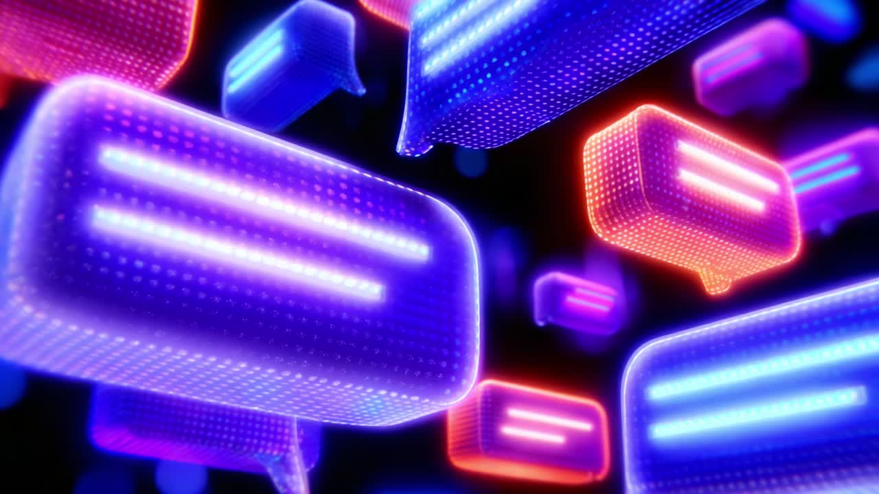 Vibrant Digital Communication: A Stunning Display of Colorful Message Bubbles Floating in a Dark Background, Perfectly Representing the Modern Exchange of Information in a Connected World