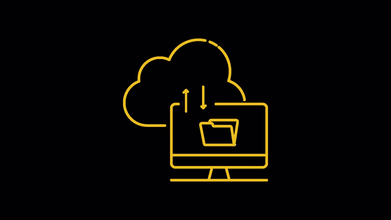 Animated Icon of Data Transfer Between Computer and Cloud