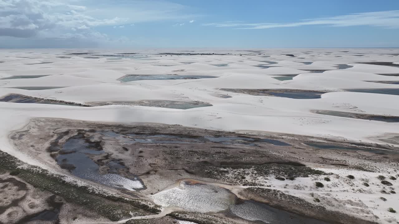 Lencois Maranhenses Skyline At Barreirinhas In Maranhao Brazil. Freshwater Lakes Landscape. Sand Dunes Mountains. Lencois Maranhenses Skyline Maranhao. Tourism Travel. Nature Scene. Beach Background