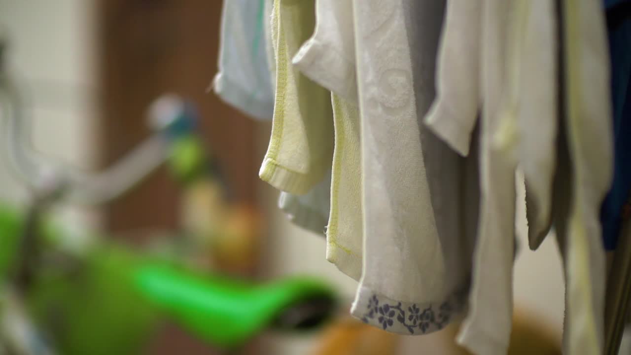 Slow Motion Laundry Drying on Washing Line