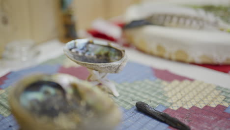 Indigenous-canadian-smudging-station-close-up-rack-focus