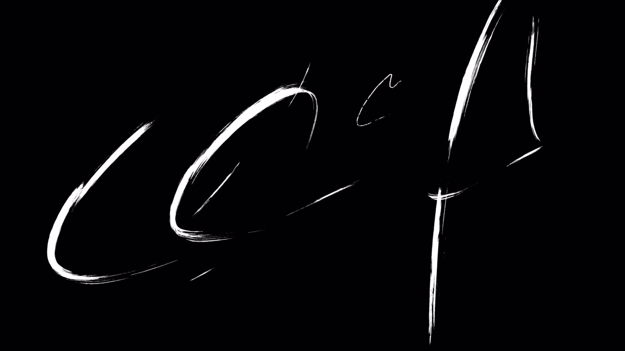 Dynamic White Brush Stroke Animation on Black Background