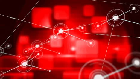 Animation-of-network-of-connections-over-red-background