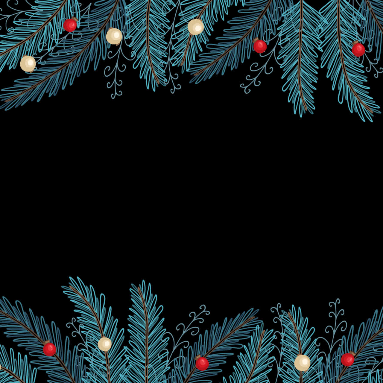 Julegrangrenskant med ornamenter
