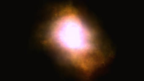 large flare that fades and ends with dissipating dust cloud