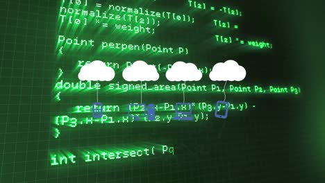Animation of clouds with icons over data processing