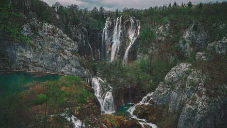 natural majestic waterfall at plitvice lakes national park in croatia with its exceptional natural beauty. cinemagraph / seamless video loop of the famous tourist vacation and filming location of the writer karl may western winnetou movies.