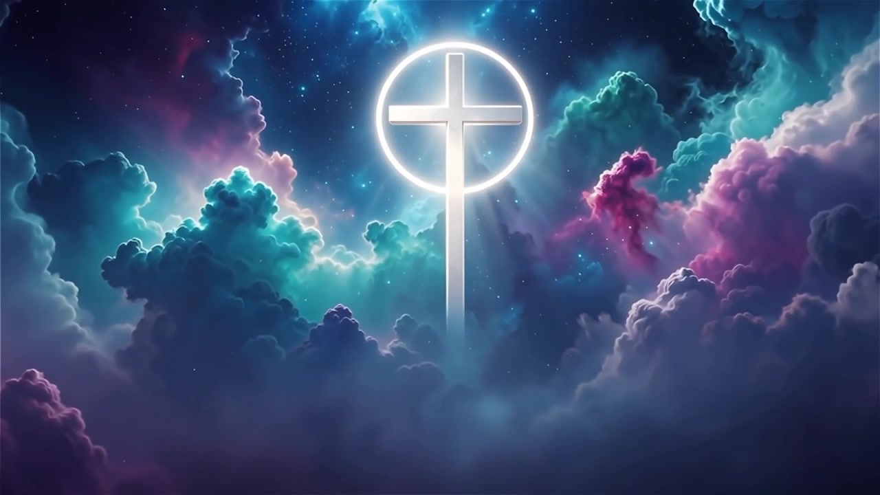 Christian Cross Heavenly Light Worship Background