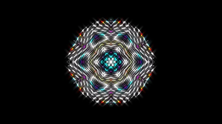 black background. For show, colorful bright ornaments. round shape