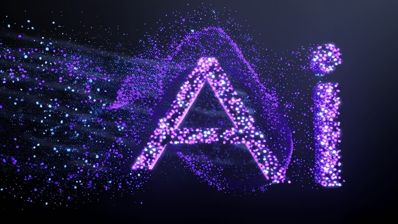 Dynamic Transformation of AI Representation through Colorful Particle Effects in a Dark Background, Showcasing the Power and Beauty of Artificial Intelligence