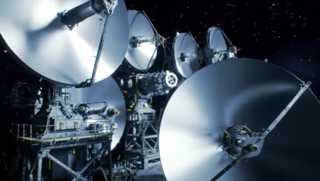 advanced satellite dishes are prepared for a deep space mission, showcasing their impressive size and design against a backdrop of stars. this setup highlights cutting-edge space exploration efforts.