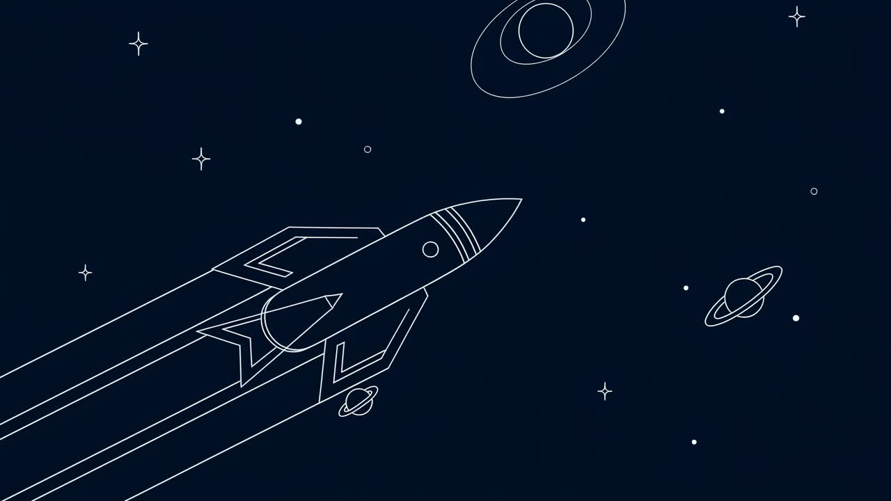 Rocket Flying Through Space