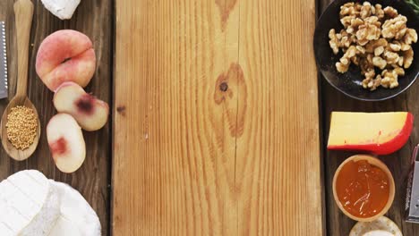 various food items on wooden board