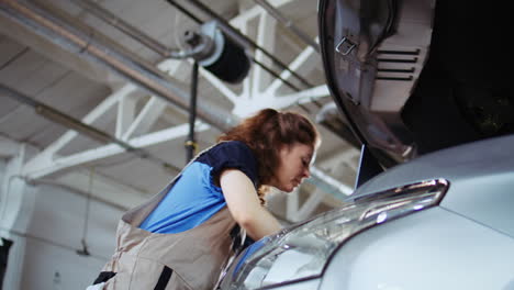 technician does checkup on client car