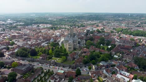 canterbury cathedral drone 4k moving backwards