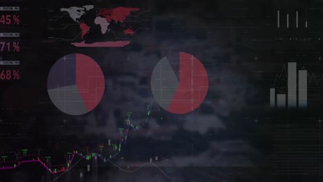 animation of financial data processing over dark background