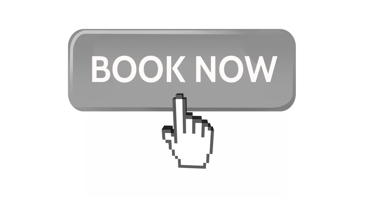 Book now button with pointing hand 4k