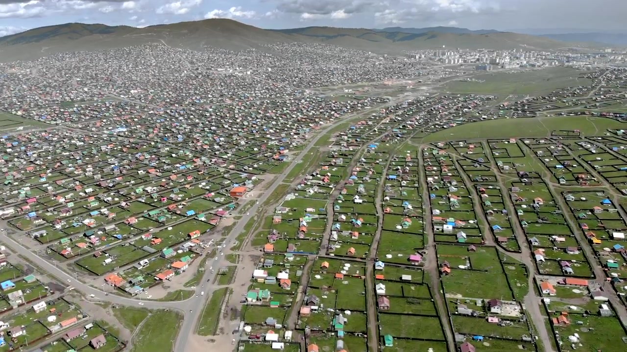 Pemandangan Udara Distrik Ger Ulaanbaatar dan Perluasan Kota