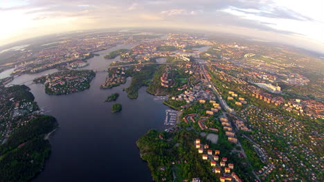 view from hot-air balloon over stockholm