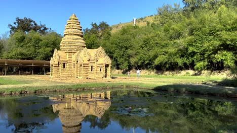 ancient temple mirrored in a serene pond