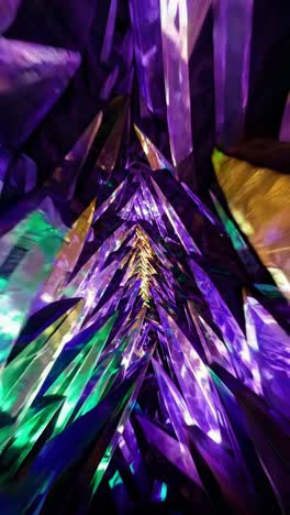 abstract geometric tunnel of colorful crystals