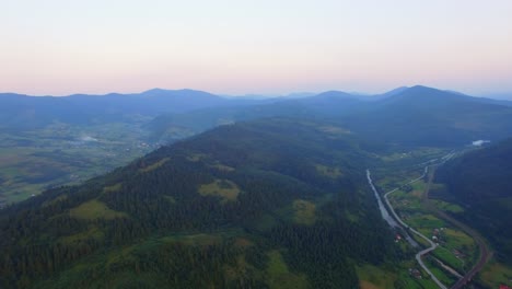 aerial view: beautiful canyon village located along the river 03