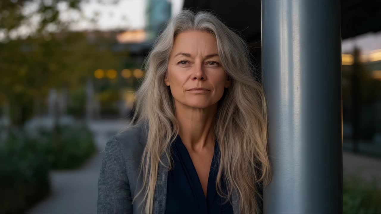 Confident mature woman in urban setting