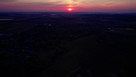 small ukrainian town at sunset