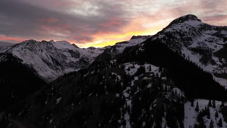 4k aerial sunset over colorado mountain