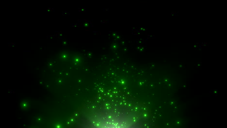 Fly-green-stars-and-glitters-in-dark-starry-galaxy