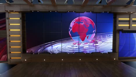 el bucle de noticias del estudio de televisión virtual 3d